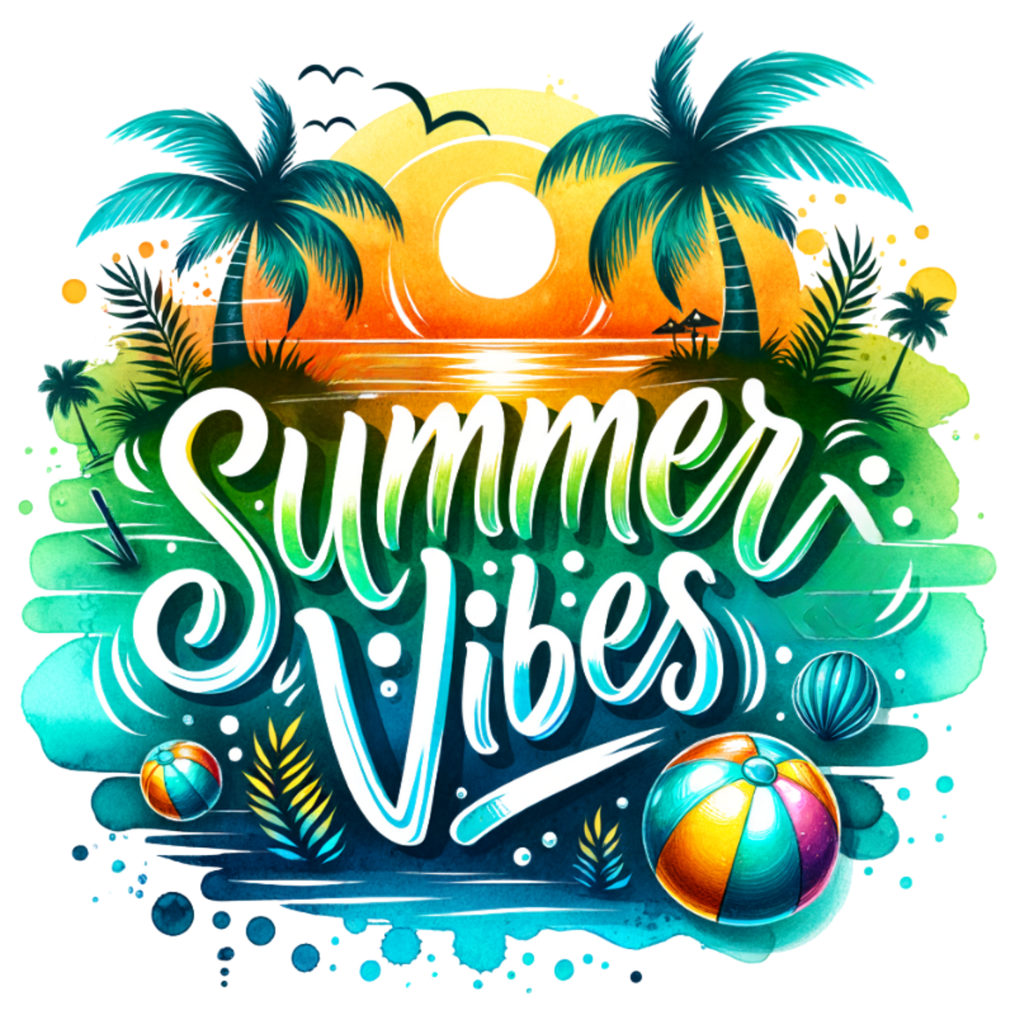 Travel mug with a handle "SUMMER VIBES"