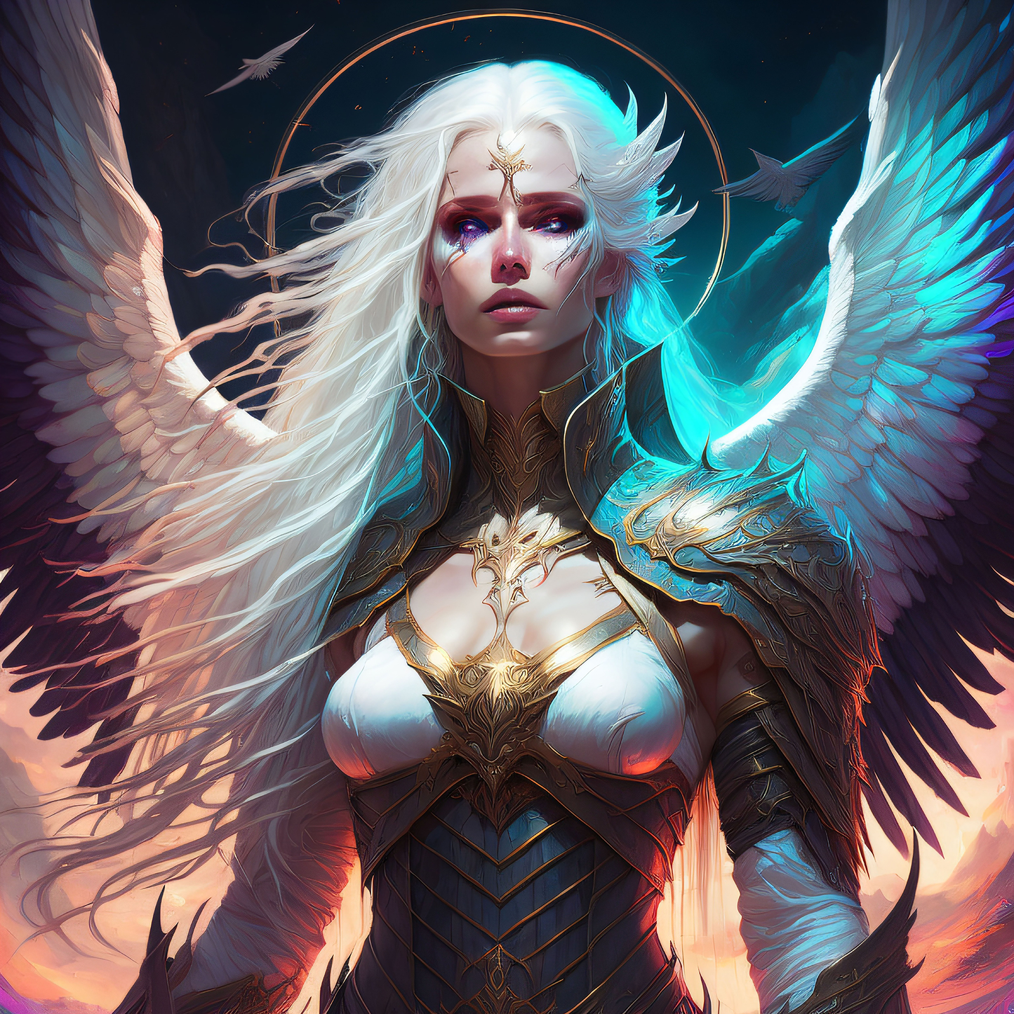 Angel Silence & Storm Black Glossy Mug