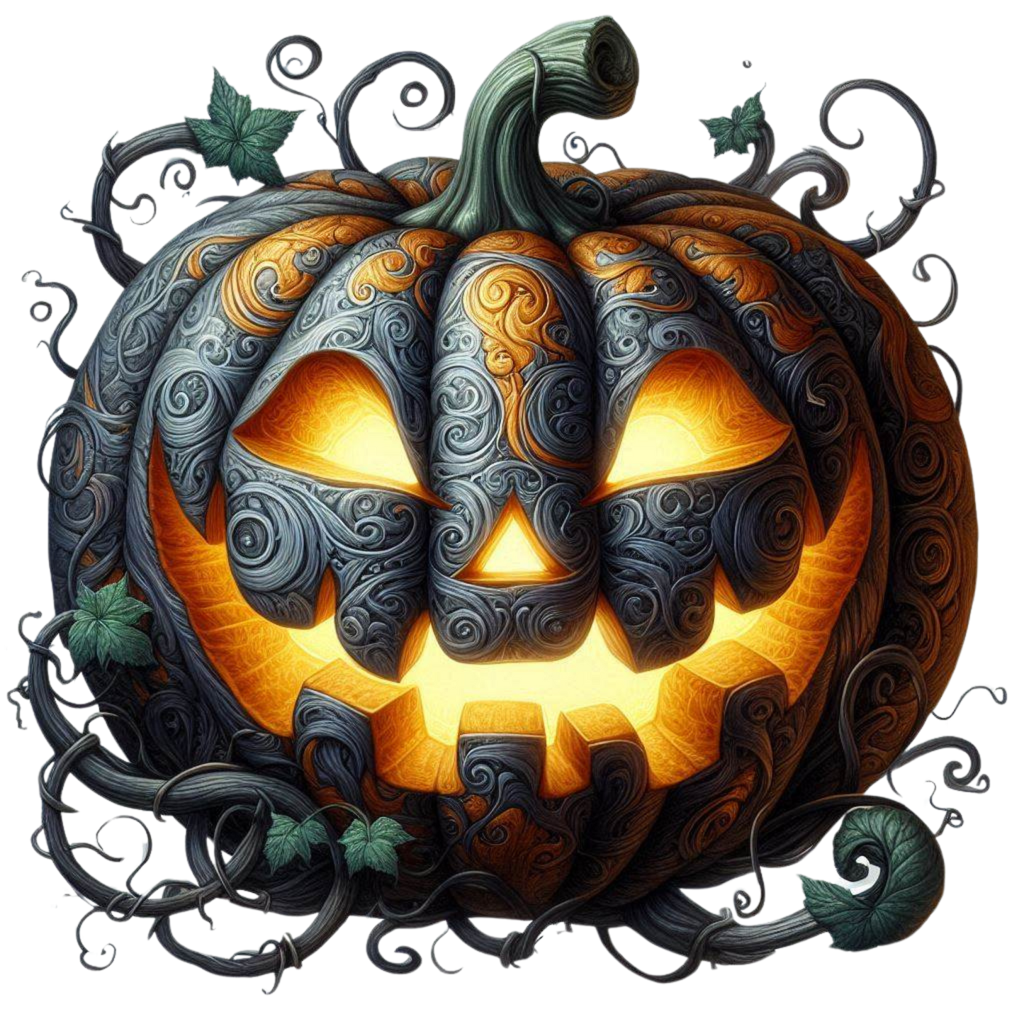 Travel mug with a handle - Baroque Pumpkins - Halloween