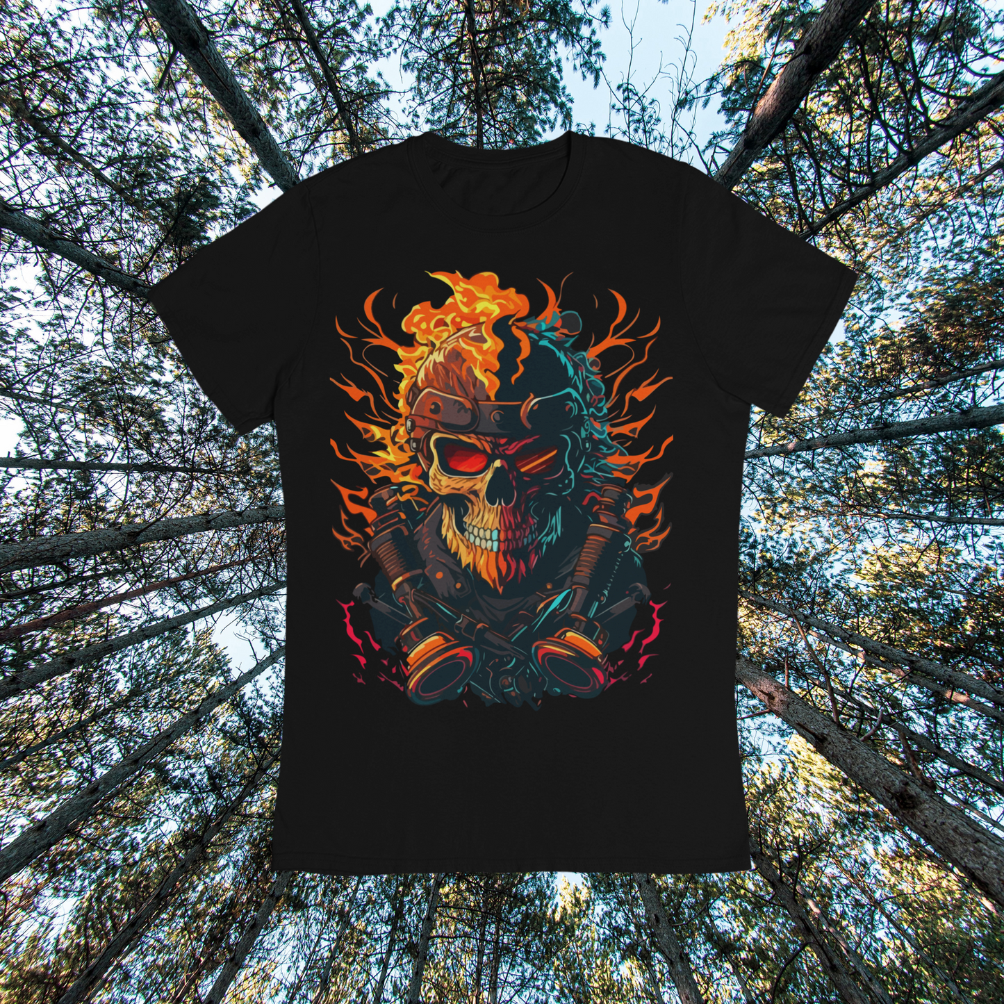 Unisex classic tee "Fire Skull" Retro Art
