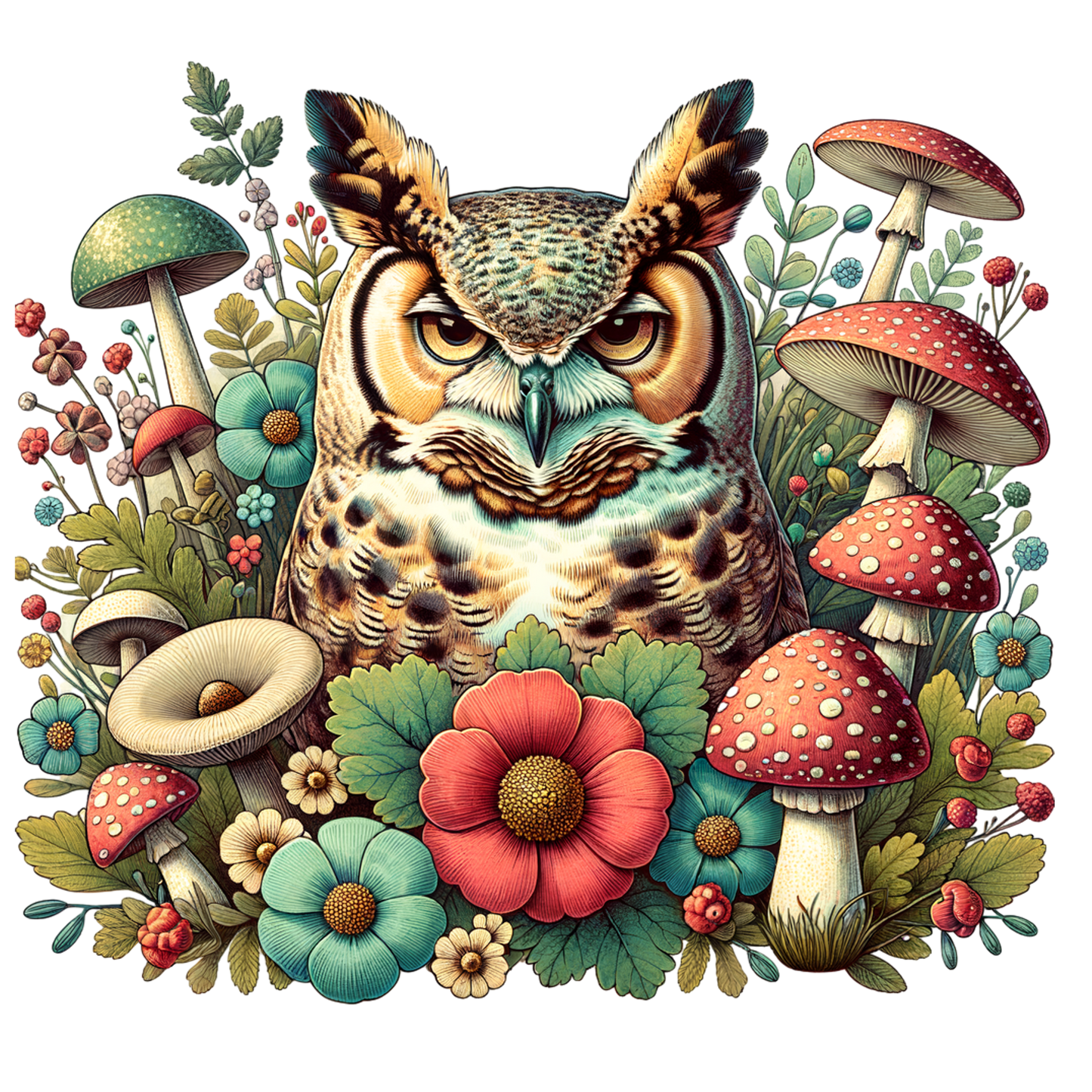 Softstyle t-shirt "Poppies & Vintage Raccoon" Gildan