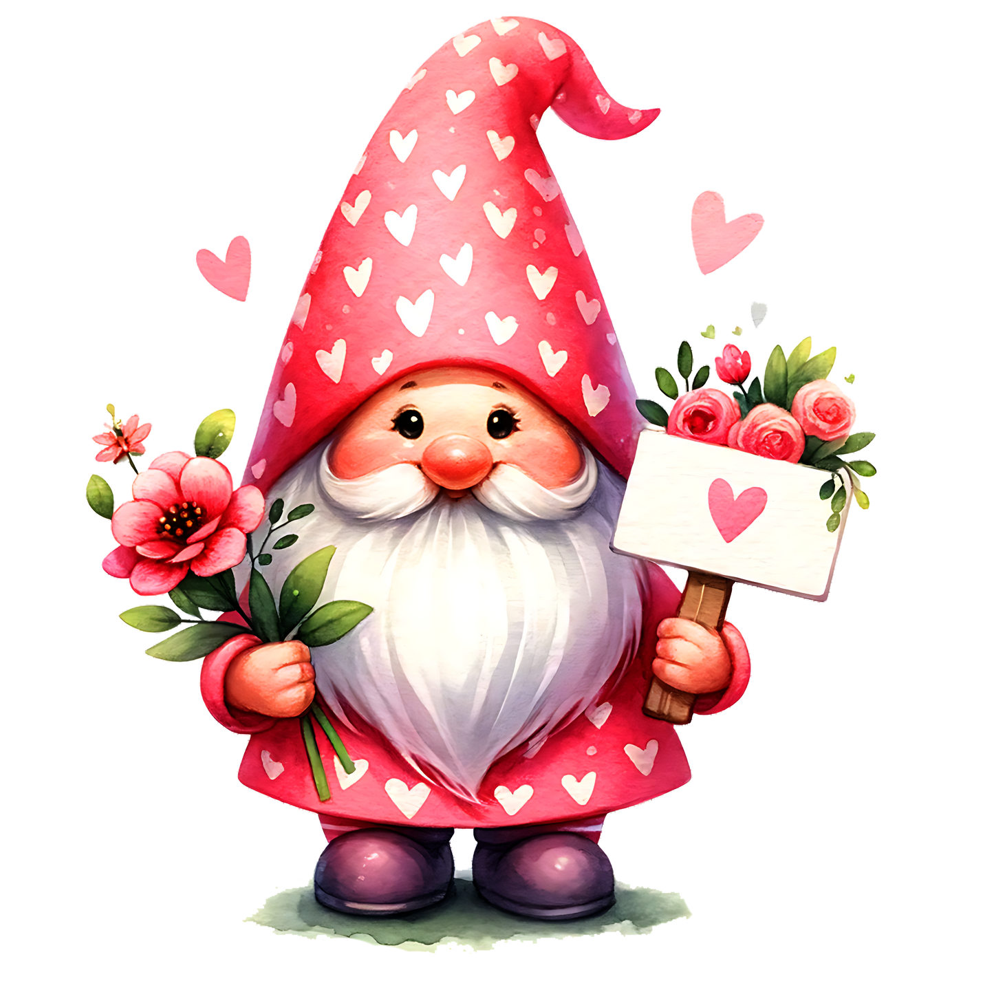 Gnome #5 Heart Sign & Flowers Enamel Mug