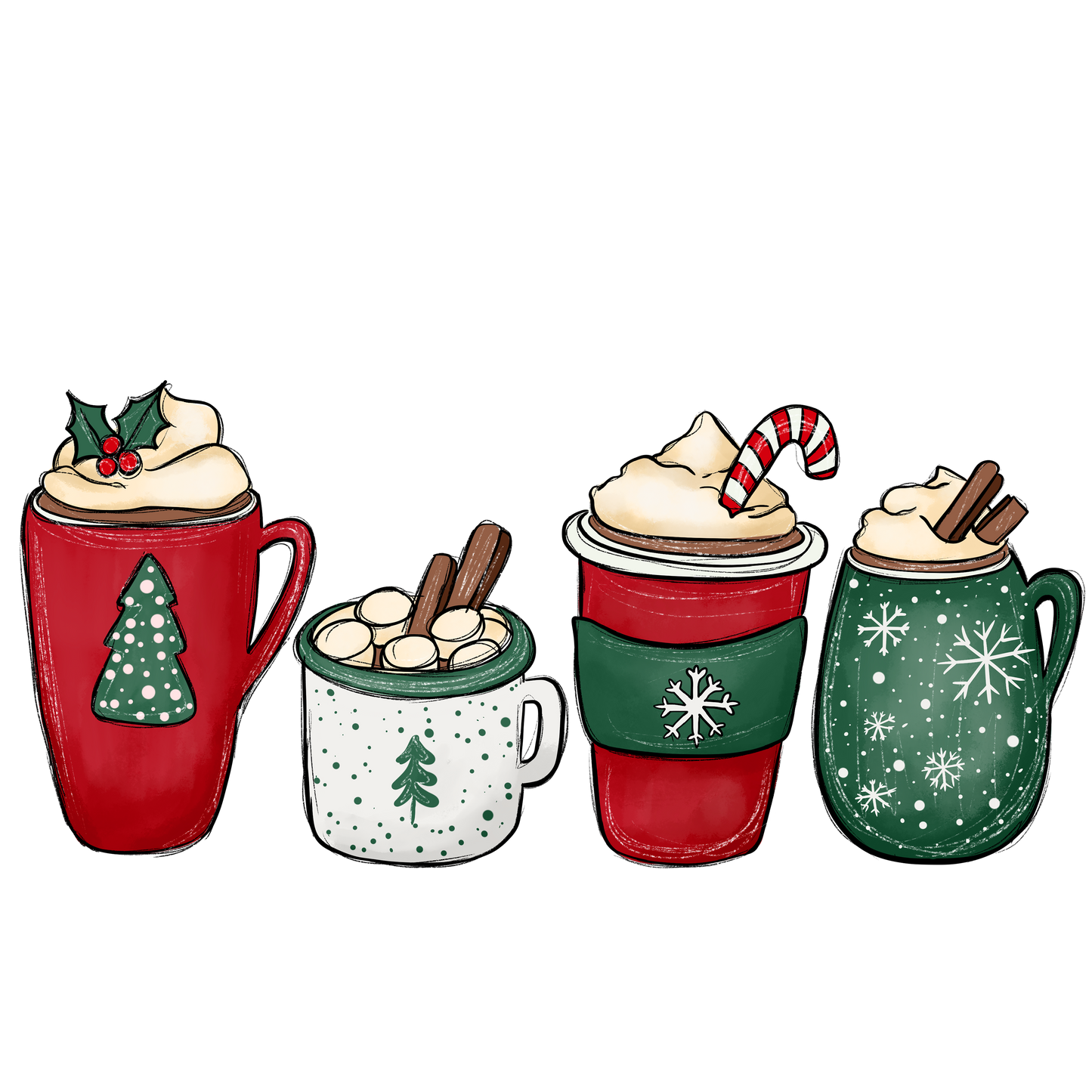 Sweet Christmas Hot Chocolate - Unisex Long Sleeve Tee LIght Colors