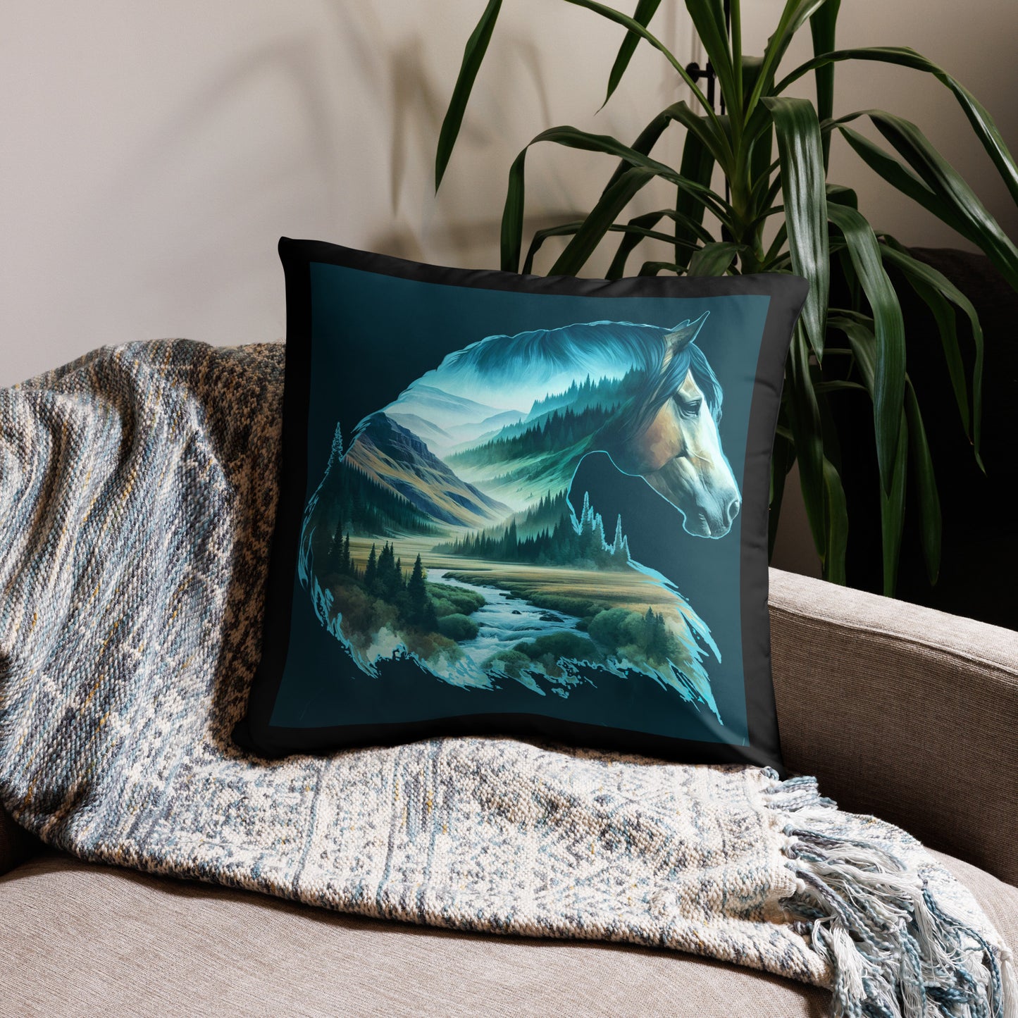 Basic Pillow Wild Horse 03Blk