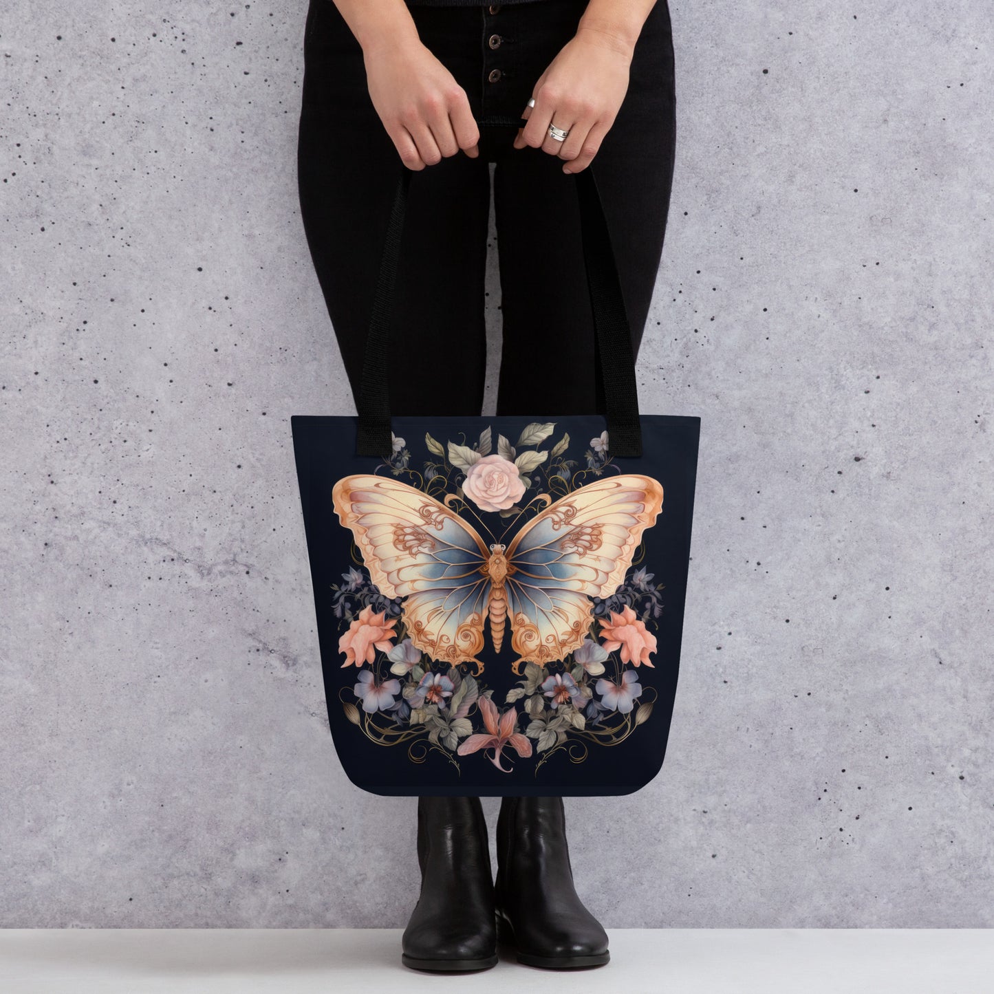 Tote bag Butterfly Blue & Black