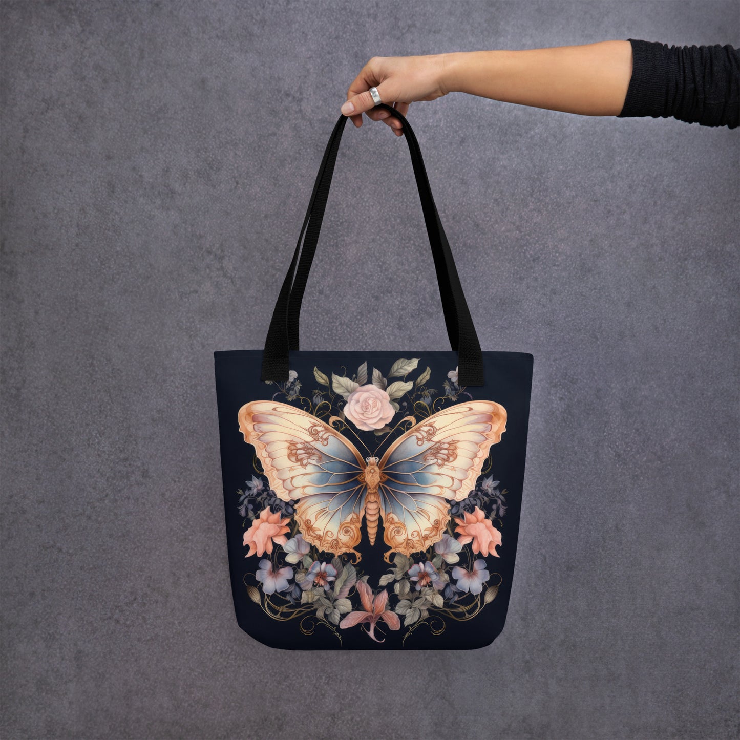 Tote bag Butterfly Blue & Black