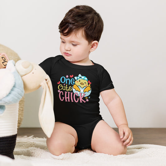 Baby short sleeve one piece, One Cute Chick, Easter