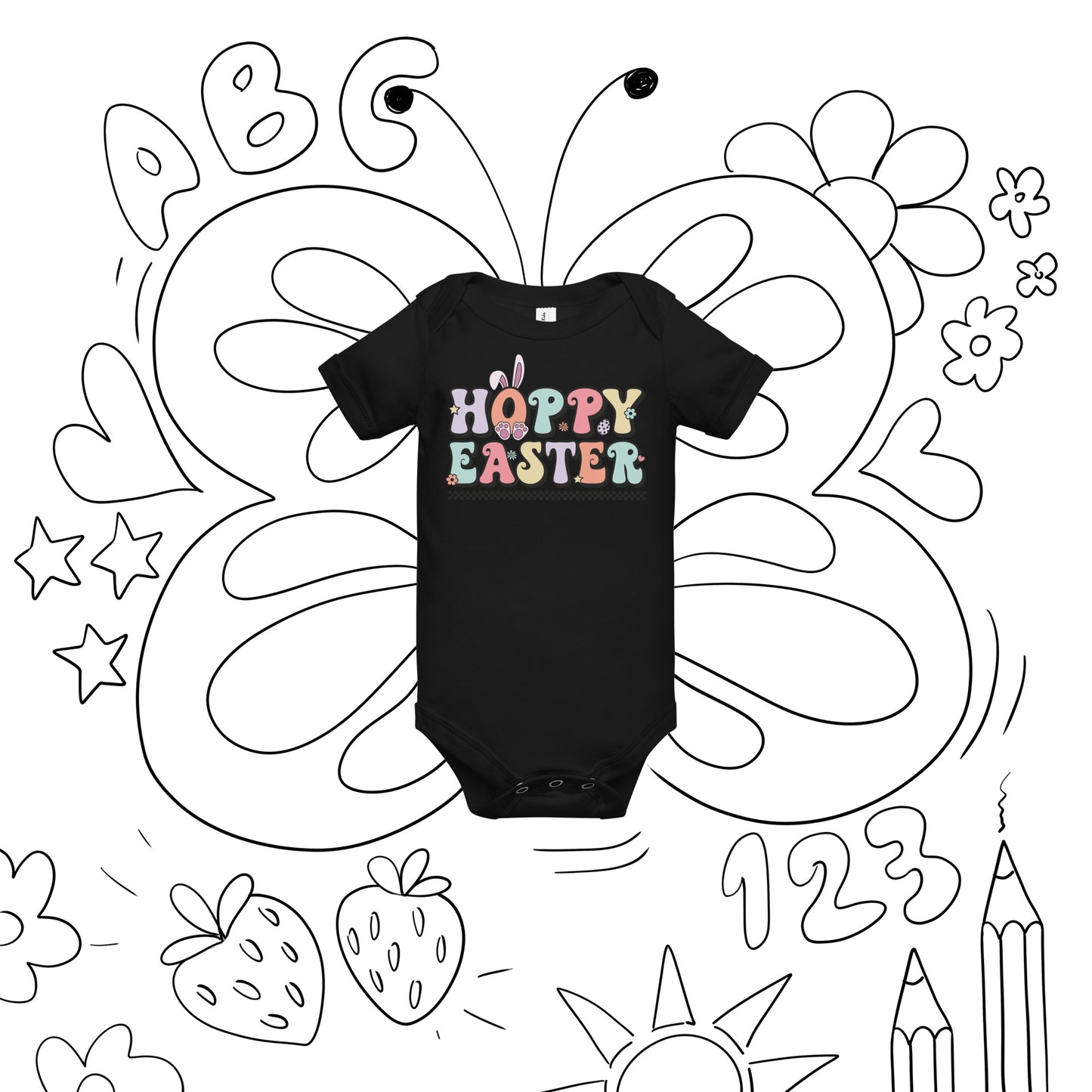 Baby short sleeve one piece, Happy Easter,