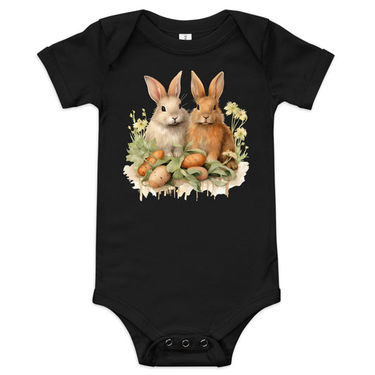 Baby Short Sleeve One Piece- A Pair of Bunnies