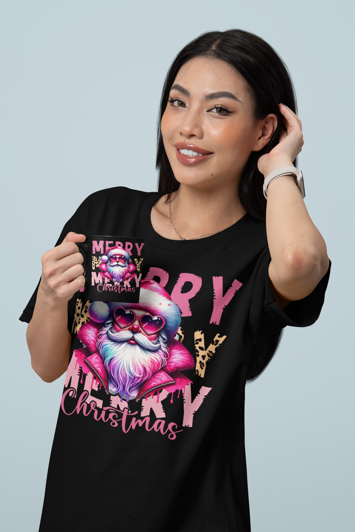 Women's Relaxed T-Shirt Pink Santa