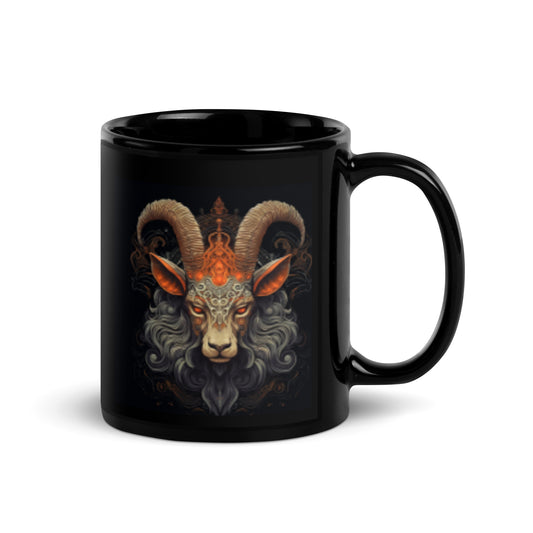 Halloween Goat's Head - Black Glossy Mug