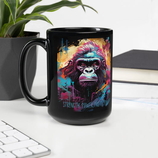 Gorilla "Strength" - Black Glossy Mug