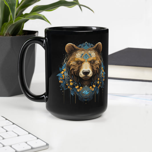Bear Gobi "Sacred" - Black Glossy Mug