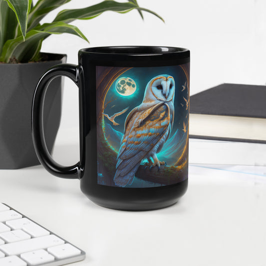 Barn Owl - Black Glossy Mug