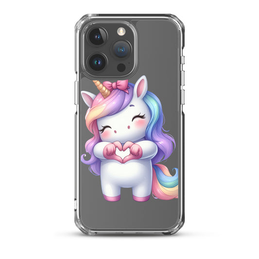 Unicorn with Heart Hands Clear Case for iPhone®