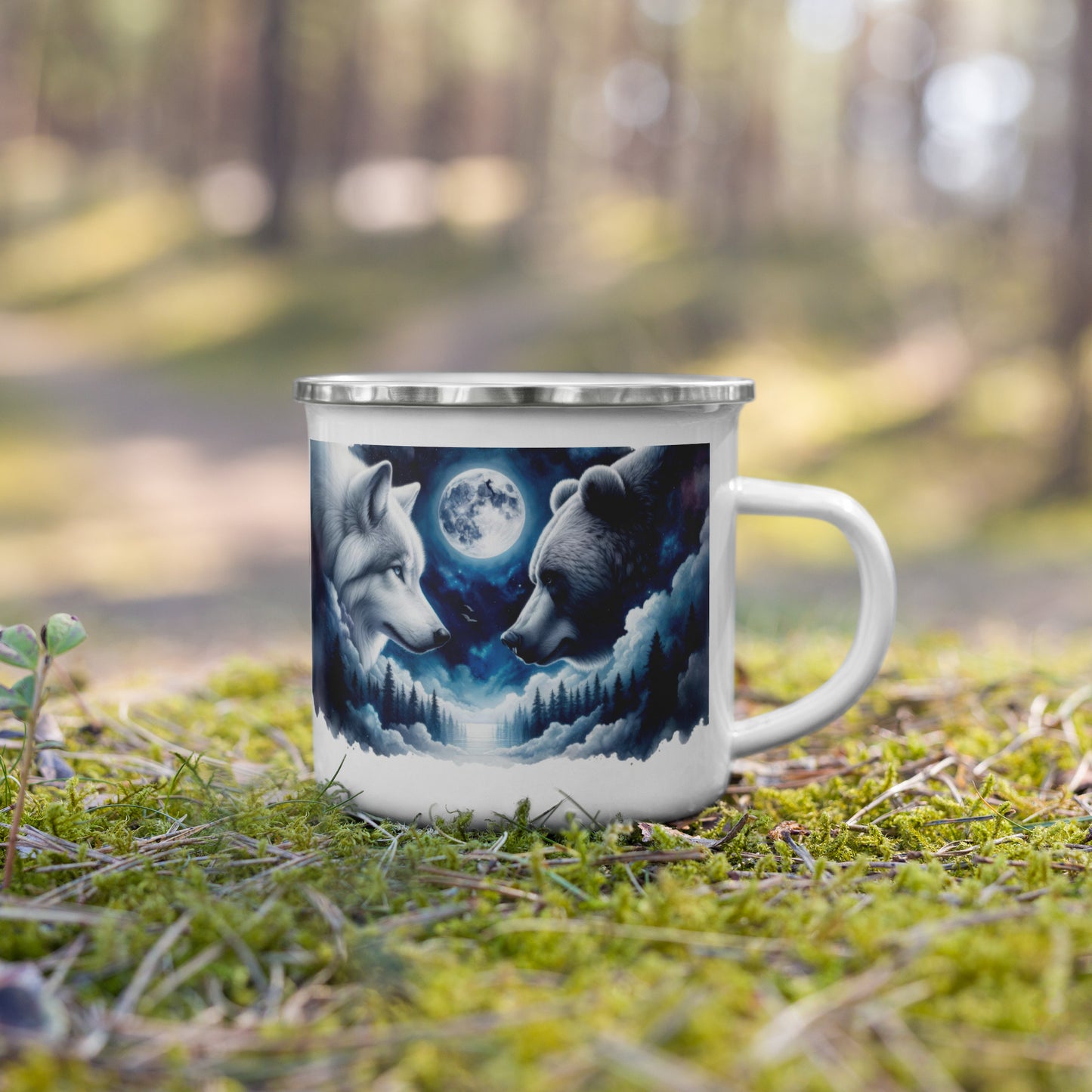 Enamel Mug Wolf & Bear Power & Strength 02