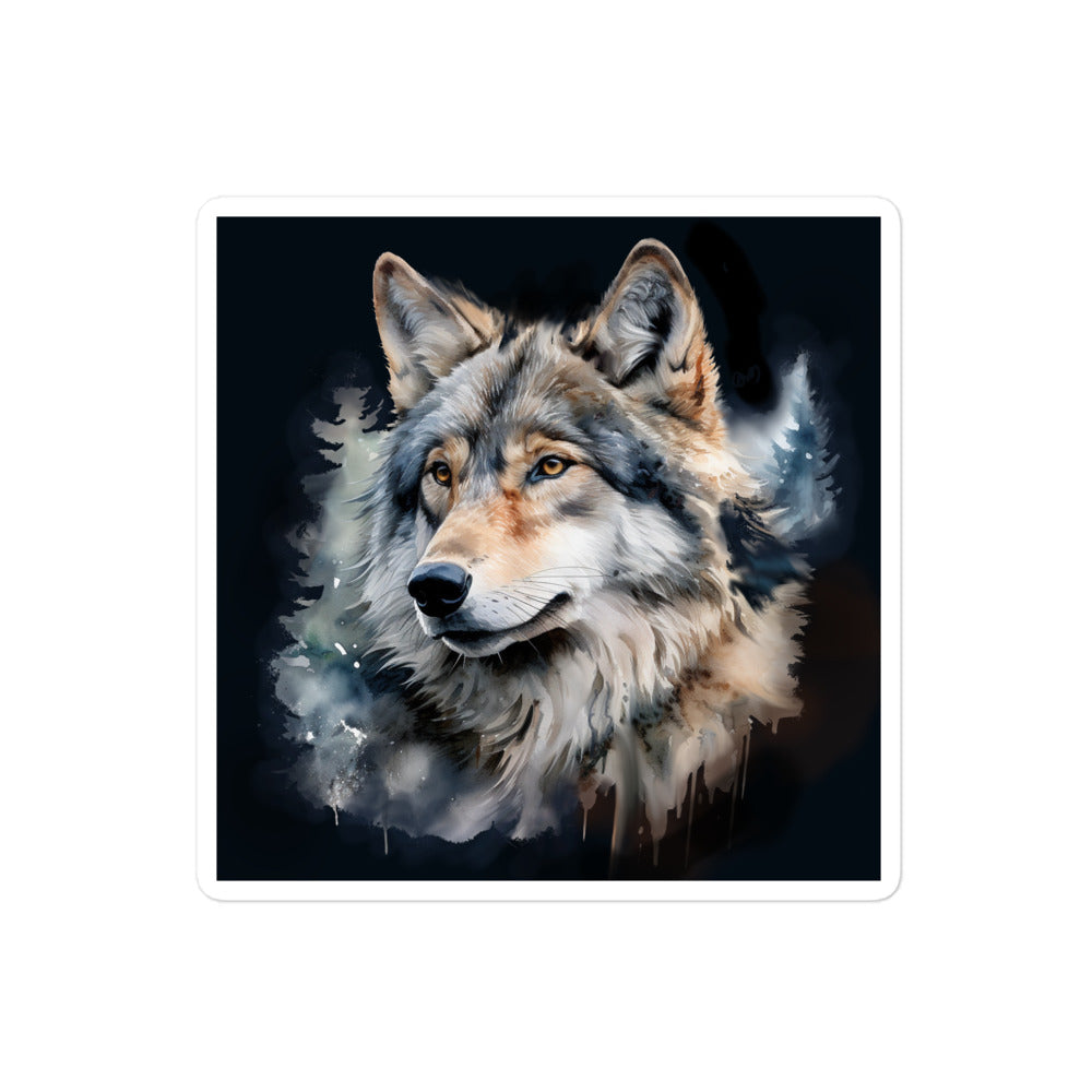Bubble-free stickers Watercolor Wolf 03