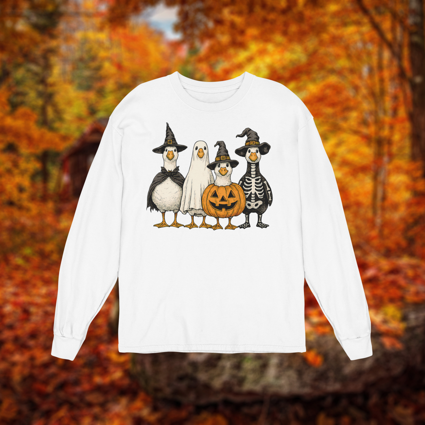 Unisex Long Sleeve Tee "Dressed Ducks" for Halloween BC3501