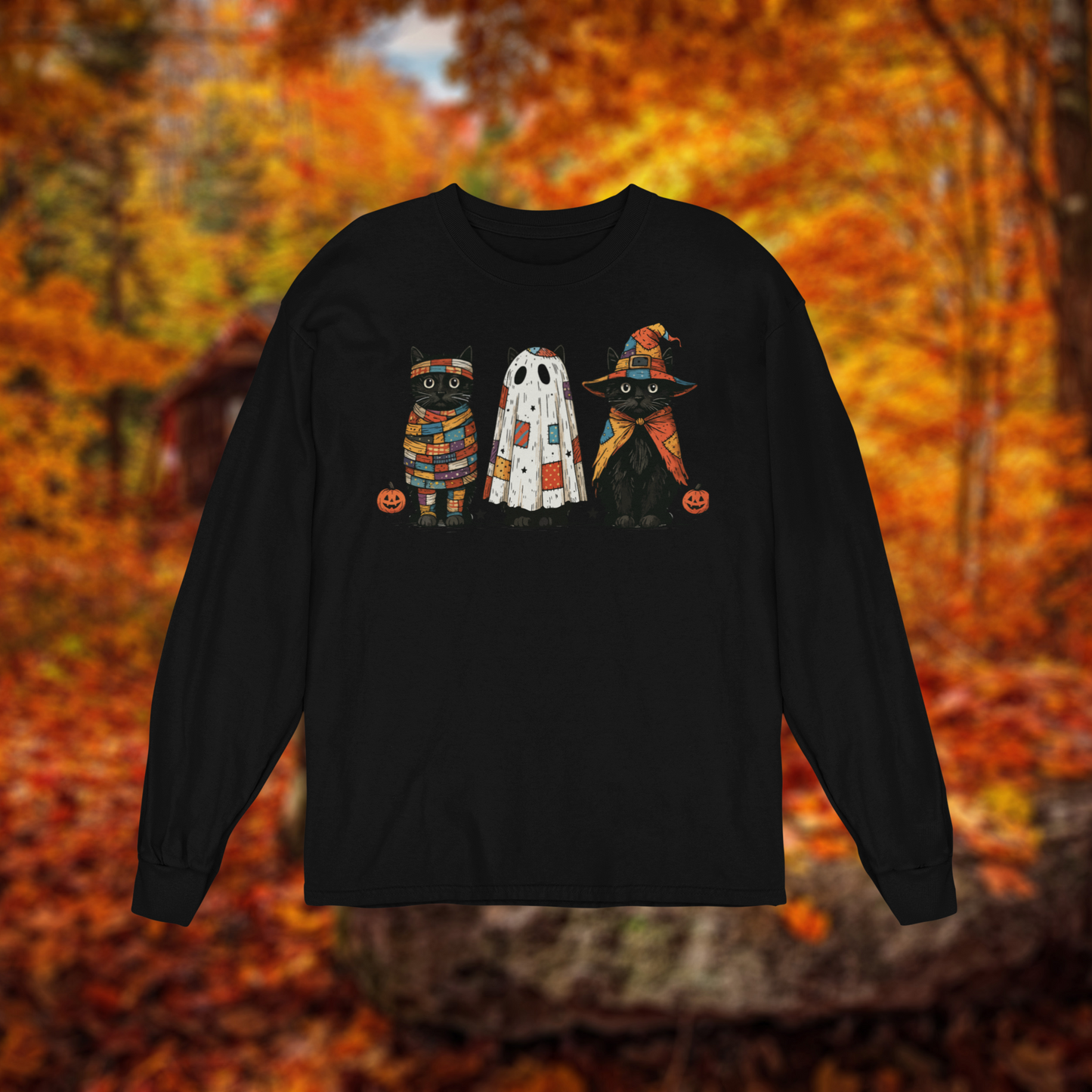 Unisex Long Sleeve Tee "Patchwork Black Cats" BC3501