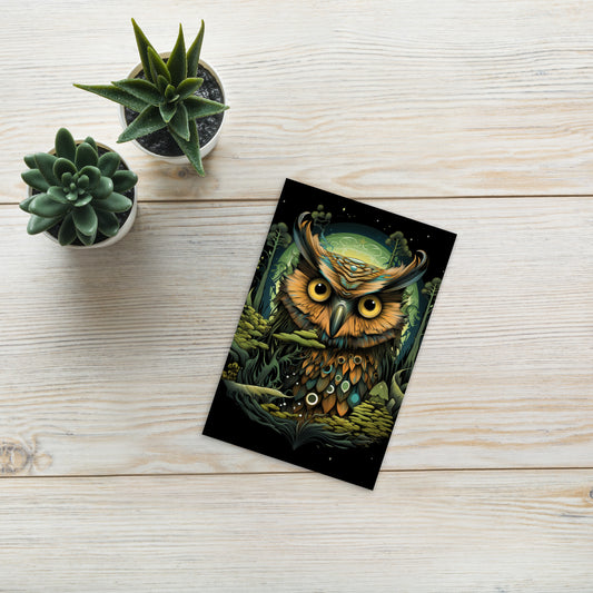 Owl "Forest Green" Standard Postcard