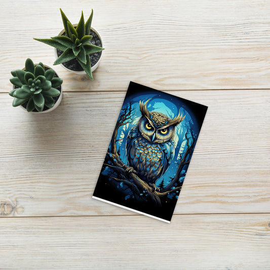 Owl Midnight Blue - Standard Postcard