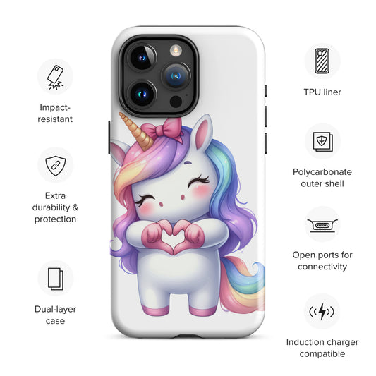Unicorn with "Heart Hands" Tough Case for iPhone®