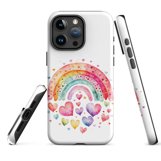 Tough Case for iPhone® "Rainbows & Hearts" Falling Hearts