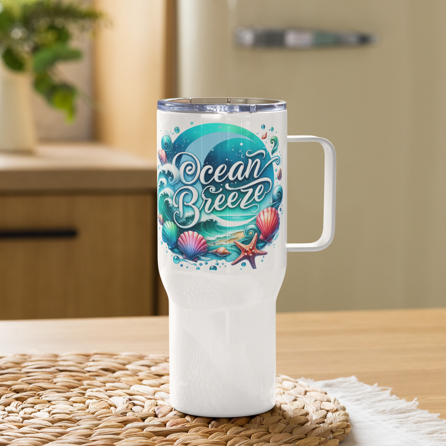 Travel mug with a handle "OCEAN BREEZE"