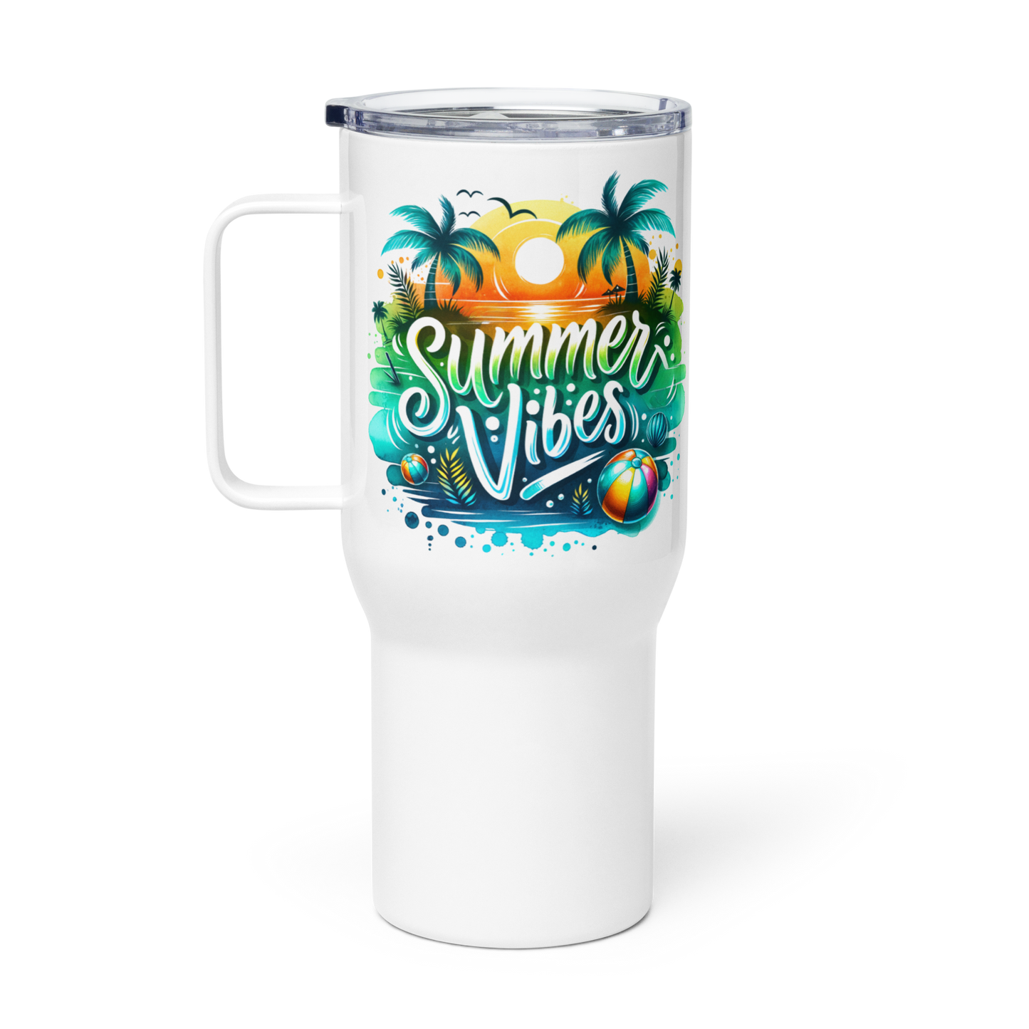 Travel mug with a handle "SUMMER VIBES"