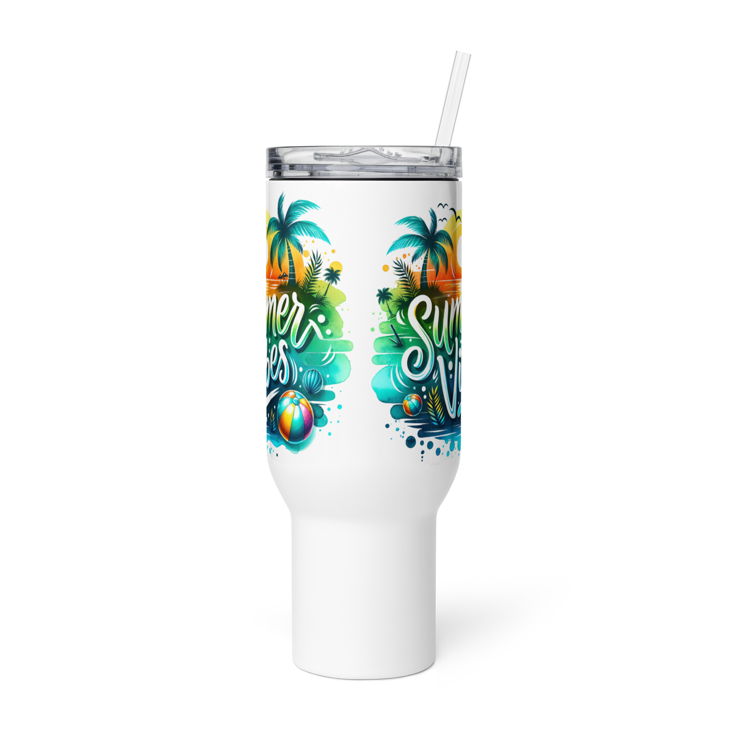 Travel mug with a handle "SUMMER VIBES"