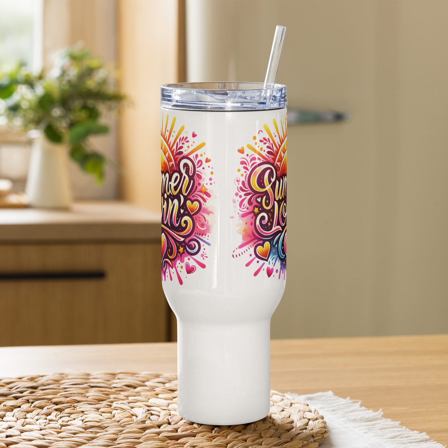 Travel mug with a handle "SUMMER LOVIN"