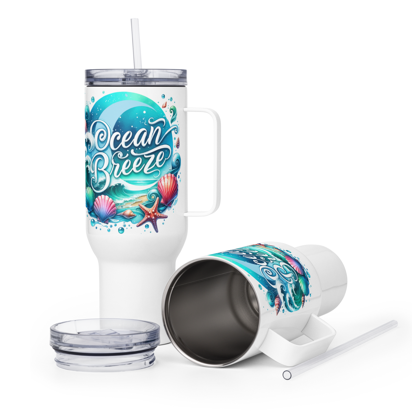 Travel mug with a handle "OCEAN BREEZE"