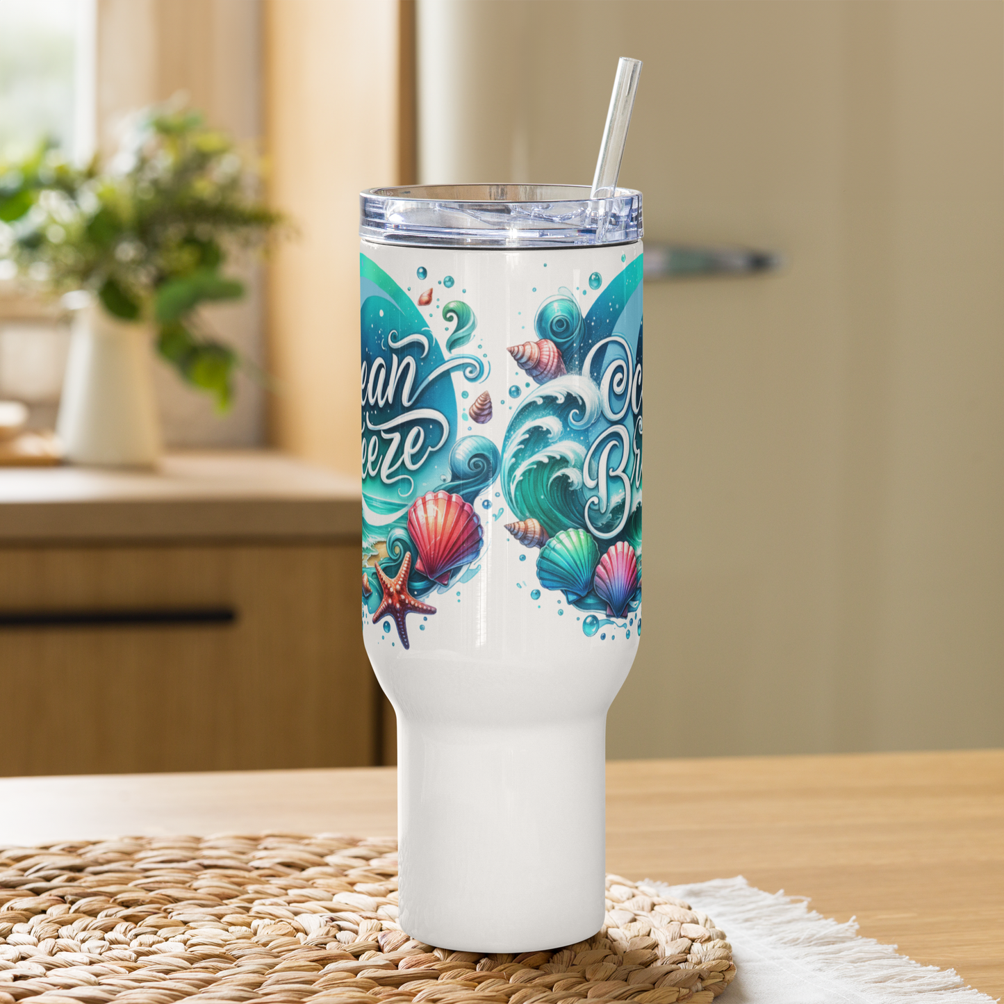 Travel mug with a handle "OCEAN BREEZE"