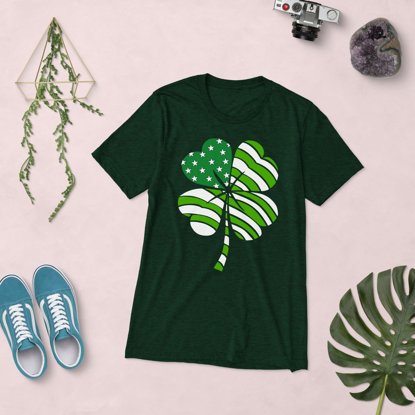 St. Patrick's, Patriotic, 4-Leaf Clover, Unisex Short Sleeve, T-shirt