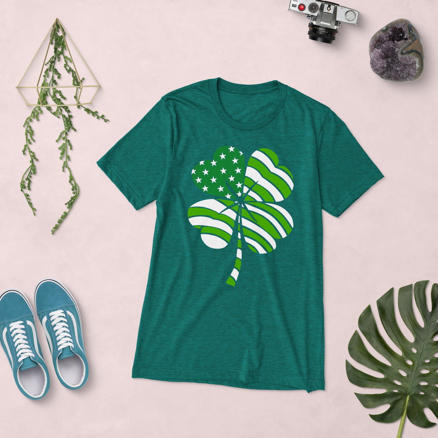 St. Patrick's, Patriotic, 4-Leaf Clover, Unisex Short Sleeve, T-shirt