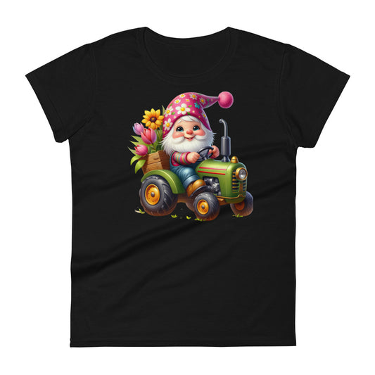 Women's Short Sleeve T-Shirt "Garden Gnomes" Tractor
