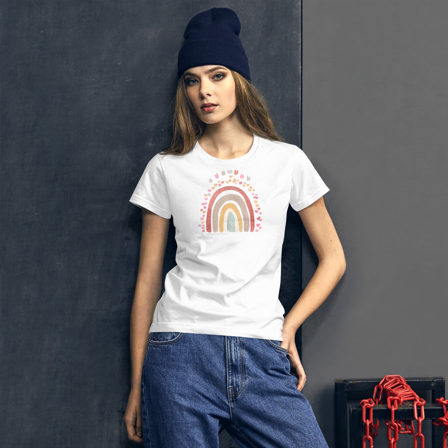 Women's Short Sleeve T-Shirt - "Rainbows & Hearts" Spring