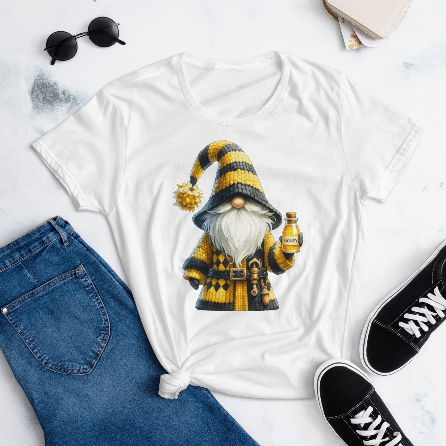 Women's Short Sleeve T-Shirt Bee & Honey Gnomes #02