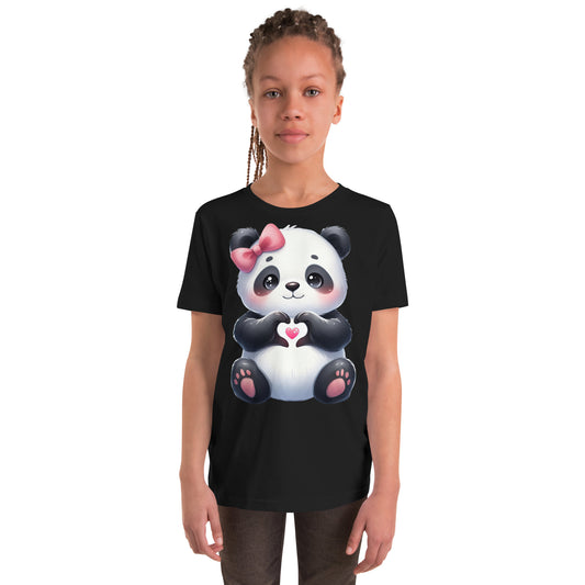 Youth Short Sleeve T-Shirt - Panda with "Heart Hands"