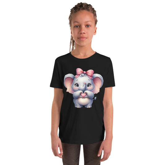 Youth Short Sleeve T-Shirt - Elephant with "Heart Hands"