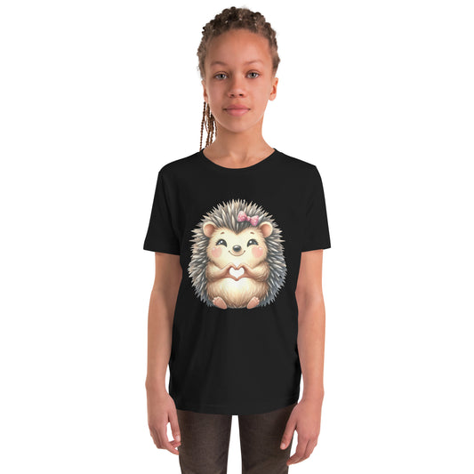 Youth Short Sleeve T-Shirt - Hedgehog with "Heart Hands"