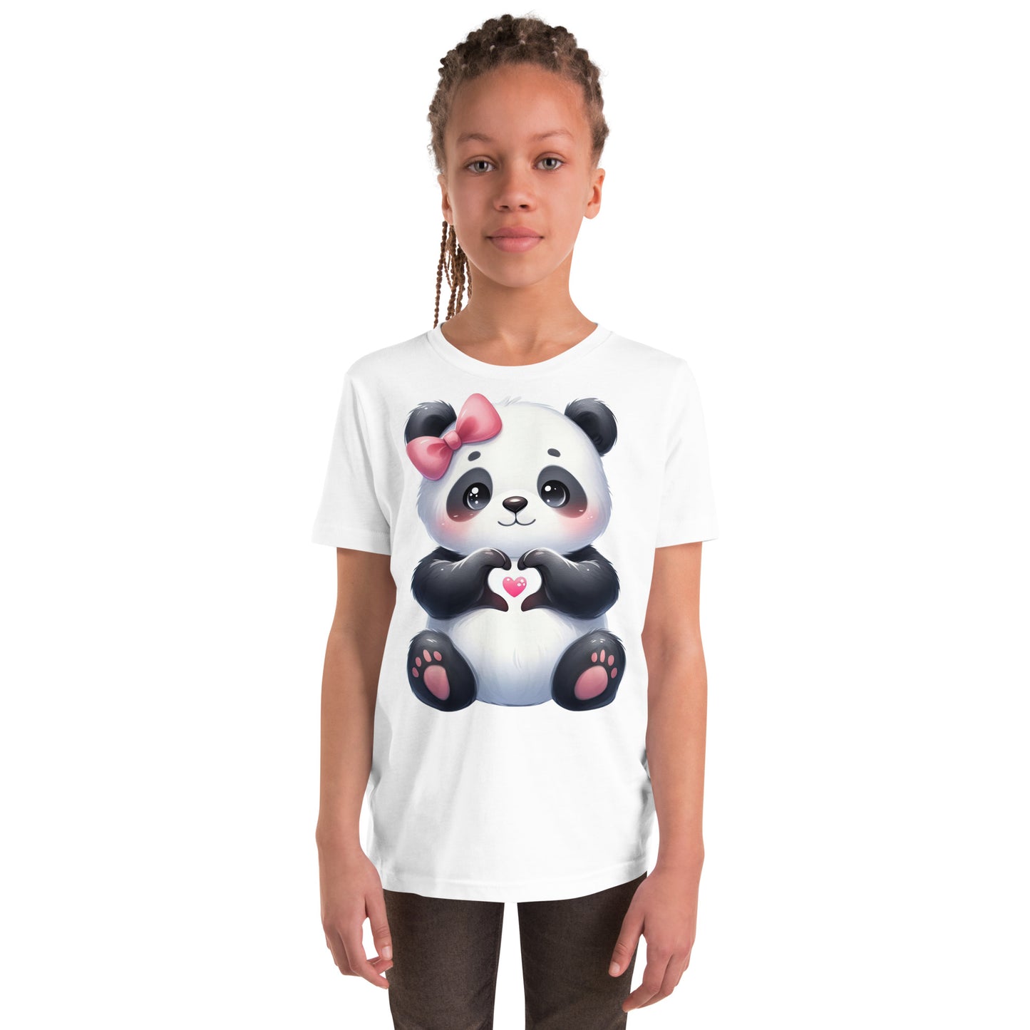 Youth Short Sleeve T-Shirt - Panda with "Heart Hands"