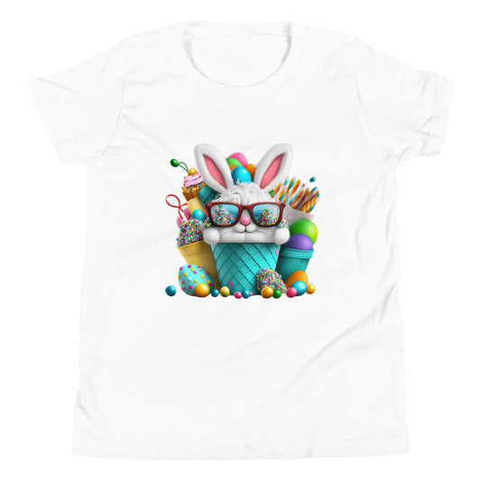 Youth Short Sleeve T-Shirt Cool Bunny with Glasses