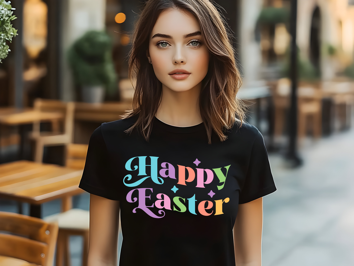 Youth classic tee "Happy Easter with Colorful lettering"
