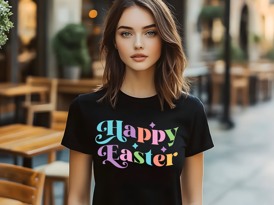 Youth classic tee "Happy Easter with Colorful lettering"