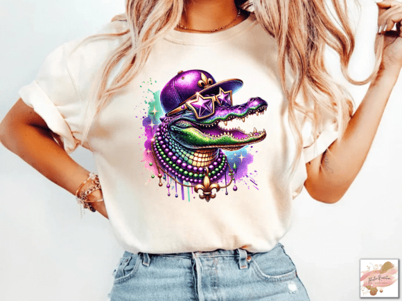 Unisex classic tee "Mardi Gras Gator Celebrating"