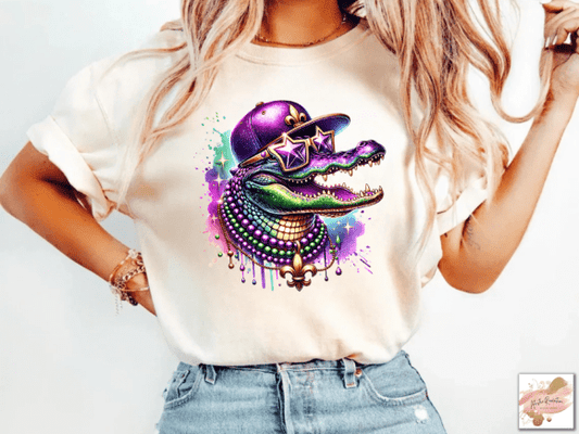 Unisex classic tee "Mardi Gras Gator Celebrating"