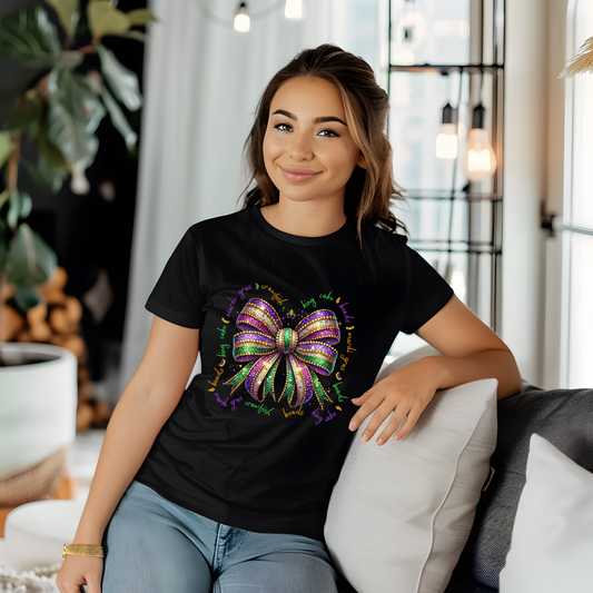 Unisex classic tee "Mardi Gras Bow with Words"