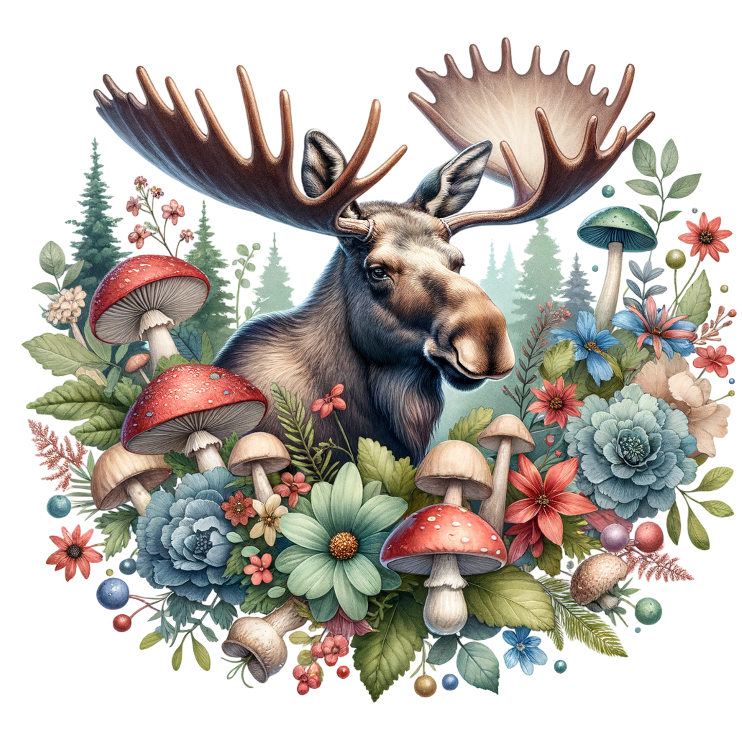 Softstyle t-shirt "Poppies & Vintage Moose" Gildan