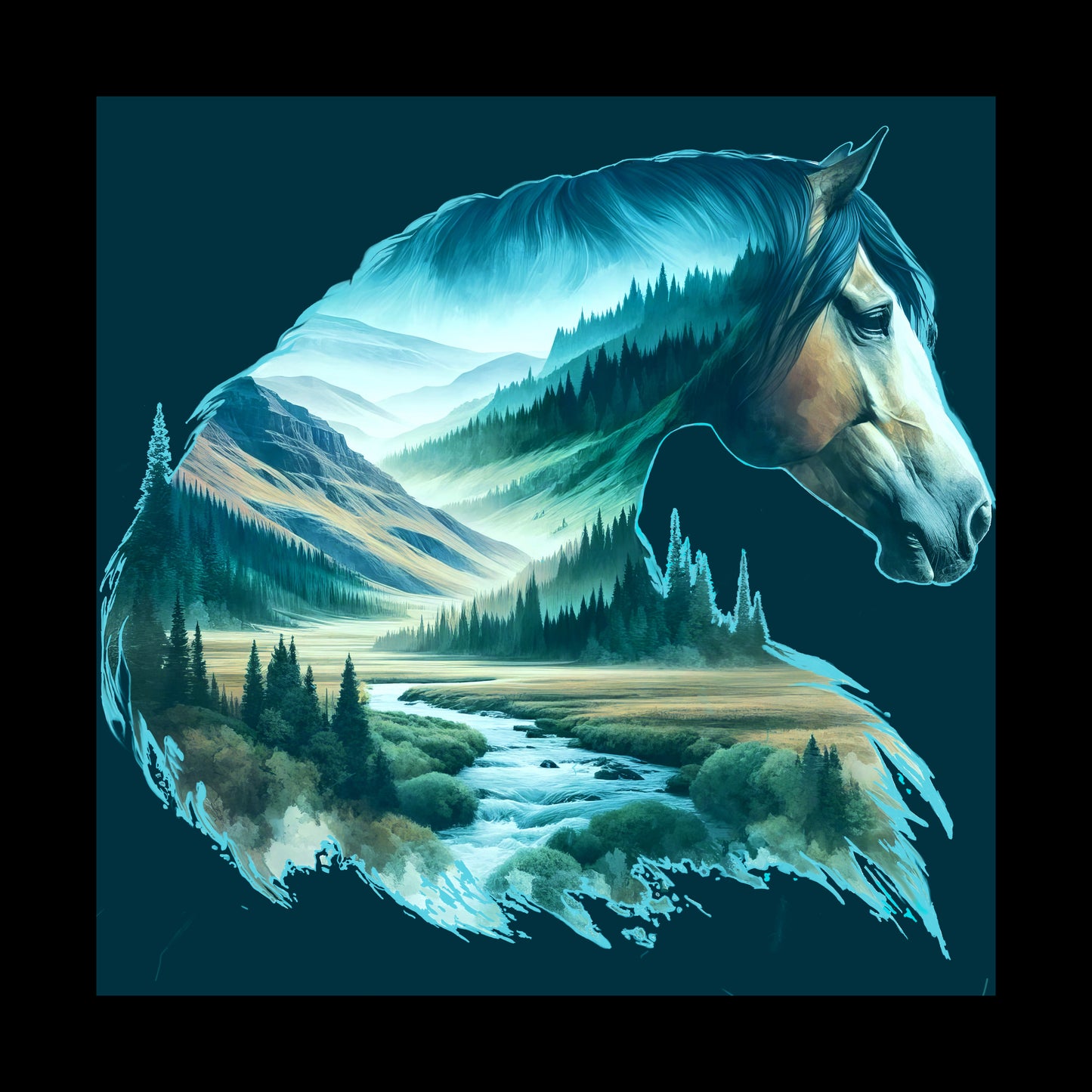Basic Pillow Wild Horse 03Blk